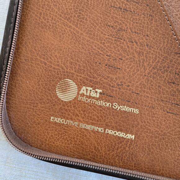 Vintage Portfolio Organizer Brown Leatherette Executive Brief Program AT&T 1983 - Picture 9 of 14